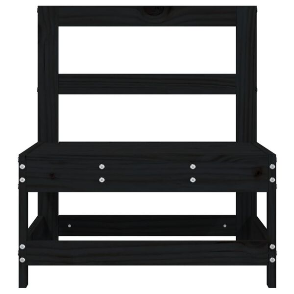 vidaXL Garden Middle Sofa Black Solid Wood Pine