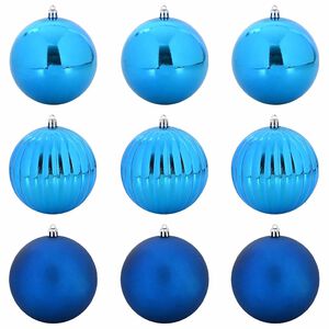 vidaXL Christmas Bauble Set XL 9 pcs Blue &Oslash; 15 cm Plastic