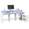 vidaXL Desk with LED Lights White 200x104x91 cm Engineered Wood