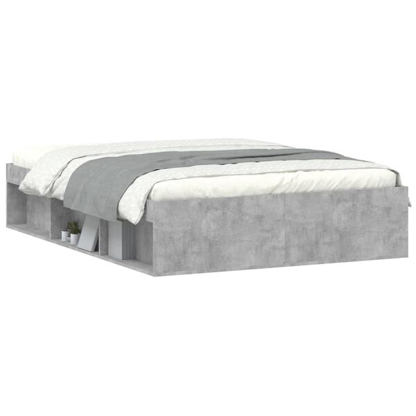 vidaXL Bed Frame without Mattress Concrete Grey 135x190 cm Double Double