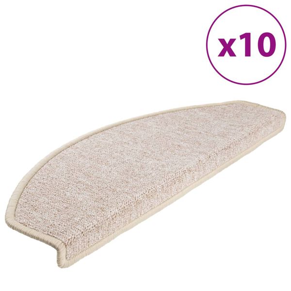 vidaXL Stair Mats 10 pcs 65x24x4 cm Taupe Half Round Large