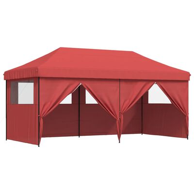 vidaXL Foldable Party Tent Pop-Up with 4 Sidewalls Burgundy