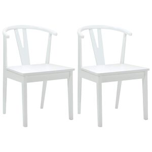 vidaXL Dining Chair 2 pcs Solid Rubber Wood White and White