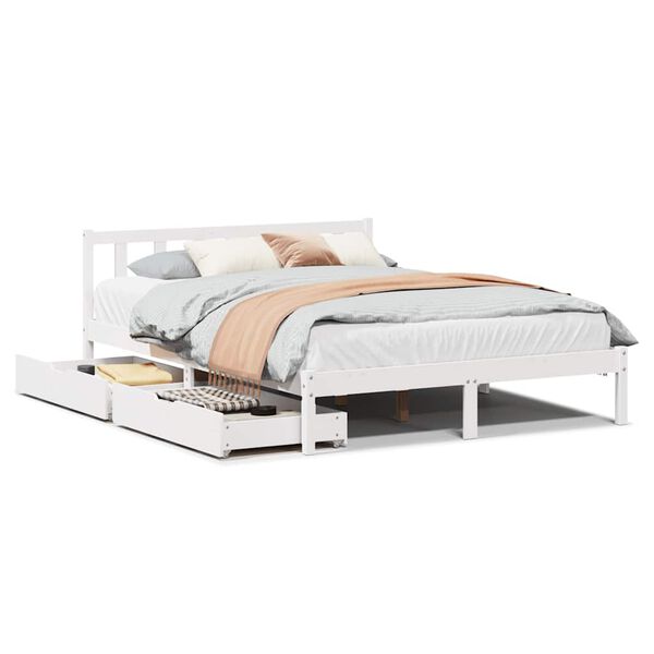 vidaXL Bed Frame without Mattress White 140x190 cm Solid Wood Pine