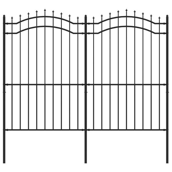 vidaXL Garden Fence with Spear Top Black 240x175 cm Powder-coated Steel