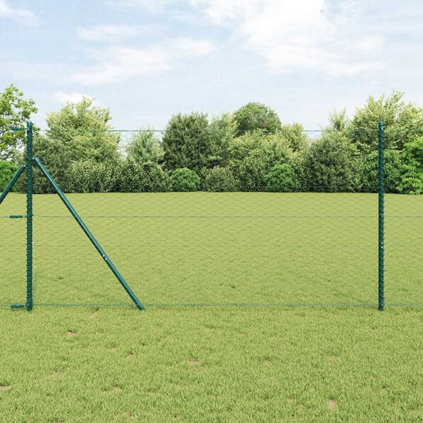 vidaXL Hexagon Fence Green 1 x 50 m PVC