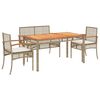 vidaXL 3 Piece Garden Dining Set with Cushions Beige Poly Rattan