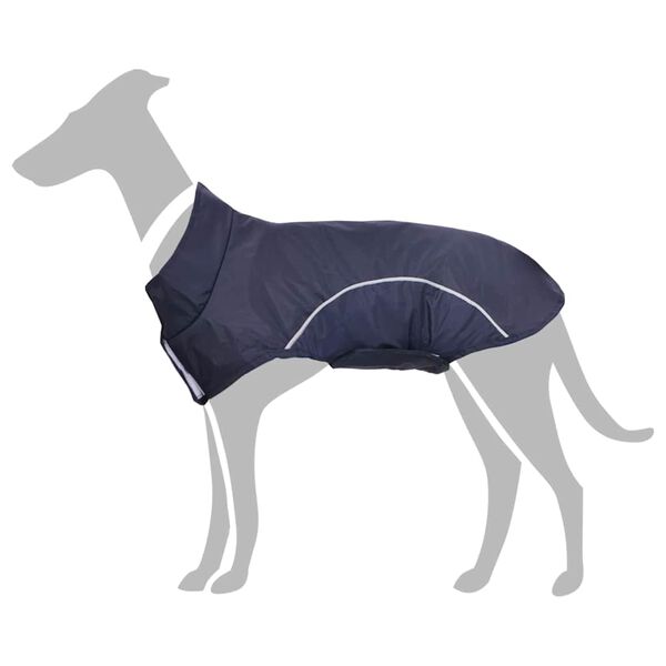 vidaXL Dog Raincoat with Reflective Strips Polyester Navy Blue L