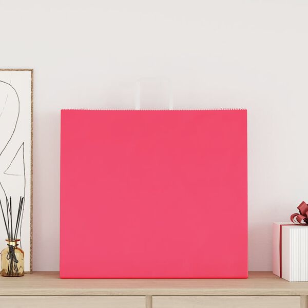 vidaXL Paper Bags 50 pcs with Handles Pink 54x15x49 cm
