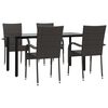 vidaXL 5 Piece Garden Dining Set Brown Poly Rattan