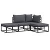 vidaXL Garden Sofa Set with Cushion 4 pcs Black Aluminium