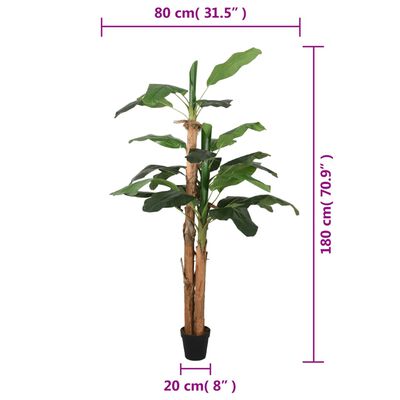 vidaXL Artificial Banana Tree 19 Leaves 180 cm Green