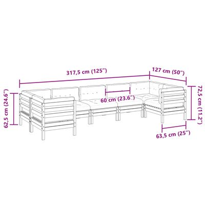 vidaXL 7 Piece Garden Sofa Set with Cushions Impregnated Wood Pine