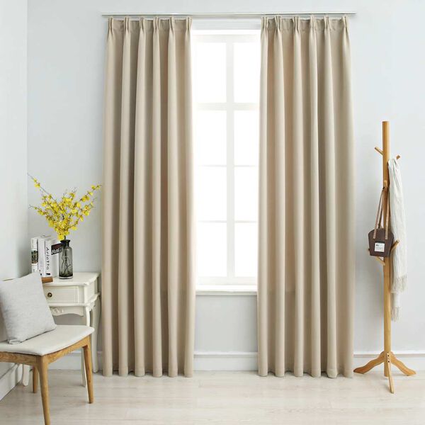 vidaXL Blackout Curtains with Hooks 2 pcs Beige 140x245 cm