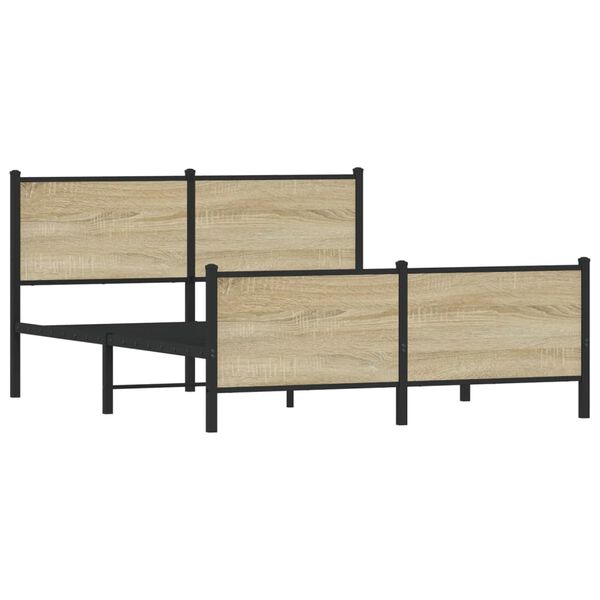 vidaXL Metal Bed Frame without Mattress Sonoma Oak 160x200 cm