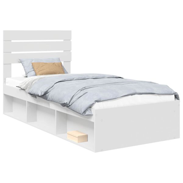 vidaXL Bed Frame with Headboard White 90 x 190 cm Solid Pine Wood