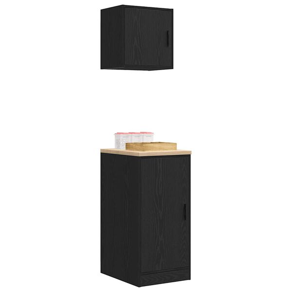 vidaXL Garage Cabinets 2 pcs Black Engineered Wood