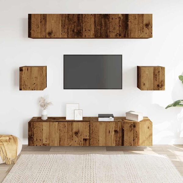 vidaXL 6 Piece TV Cabinet Set Wall-mounted Old Wood Engineered Wood