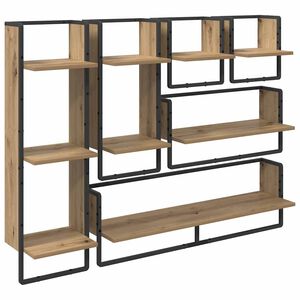 vidaXL Wall Shelf Set with Shelf 6 pcs Artisan Oak 100 x 25 x 30 cm