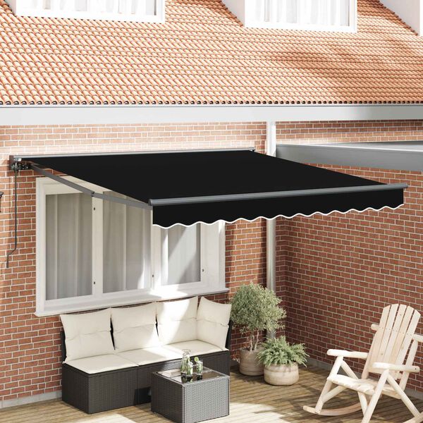 vidaXL Retractable Awning Black 300 x 250 cm Aluminium and Fabric