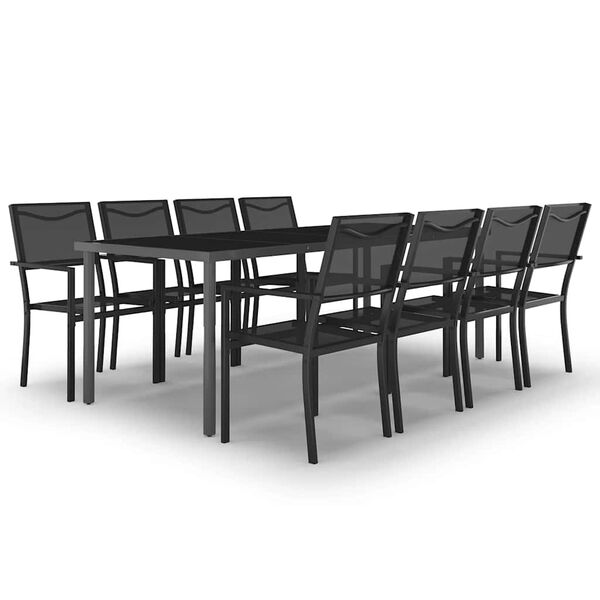 vidaXL 9 Piece Outdoor Dining Set Steel