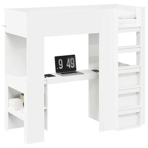 vidaXL Loft Bed Frame with Desk White 75 x 190 cm Engineered Wood