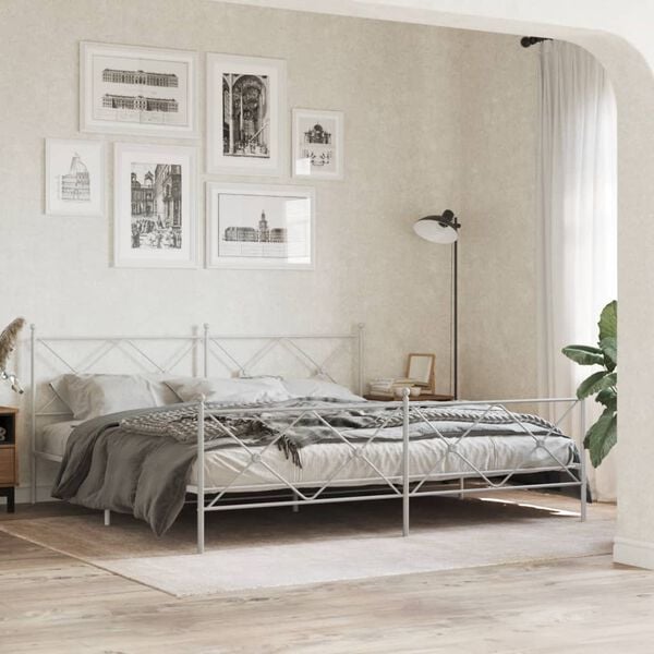 vidaXL Metal Replace Headboard White 200cm
