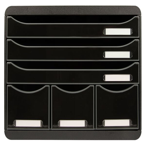 Exacompta Store-Box Desktop Drawer Set Maxi with 6 Drawers Glossy Black