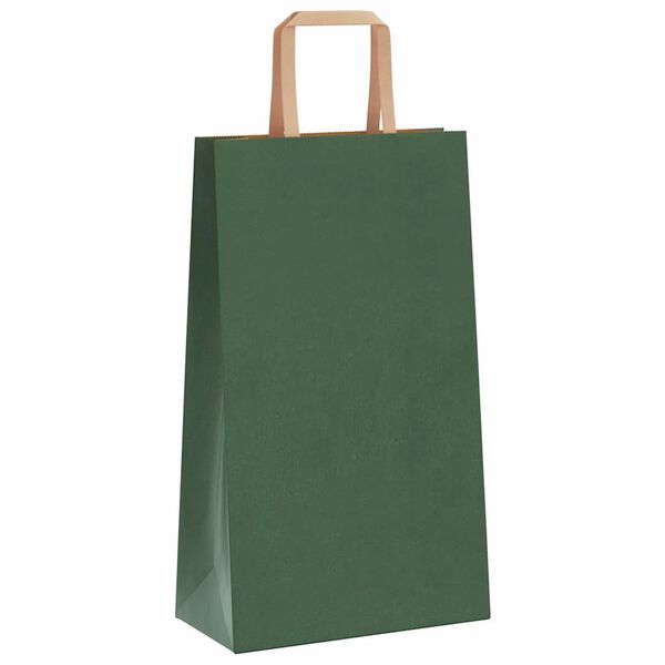 vidaXL Paper Bags 250 pcs with Handles Green 21x11x36 cm