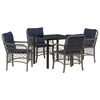 vidaXL Garden Dining Set with Cushion 5 pcs Grey and Black Rattan
