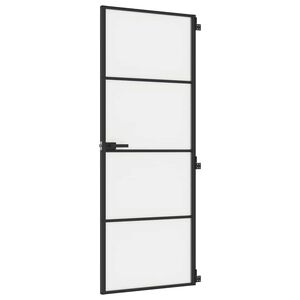 vidaXL Interior Door Slim Black 76x201.5 cm Tempered Glass and Aluminium
