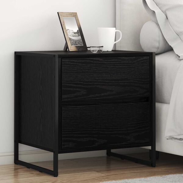 vidaXL Bedside Table 2 pcs Black Oak 50 x 39.5 x 50 cm Engineered Wood