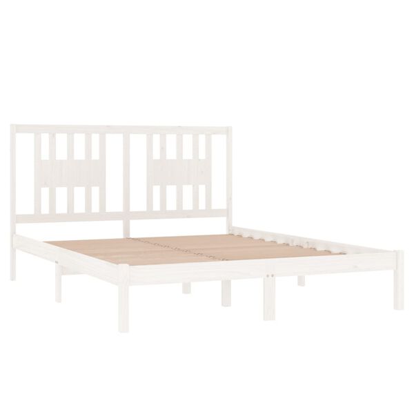 vidaXL Bed Frame without Mattress White Solid Wood 140x200 cm (810018+818671)