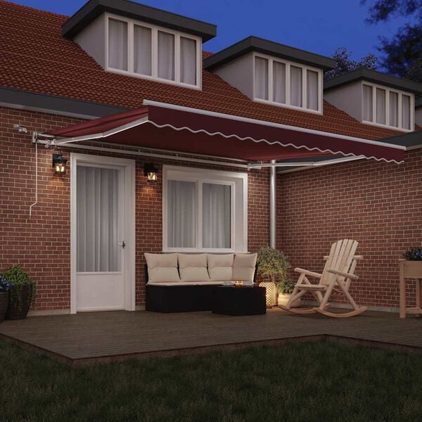 vidaXL Automatic Retractable Awning with LED Burgundy 400x300 cm