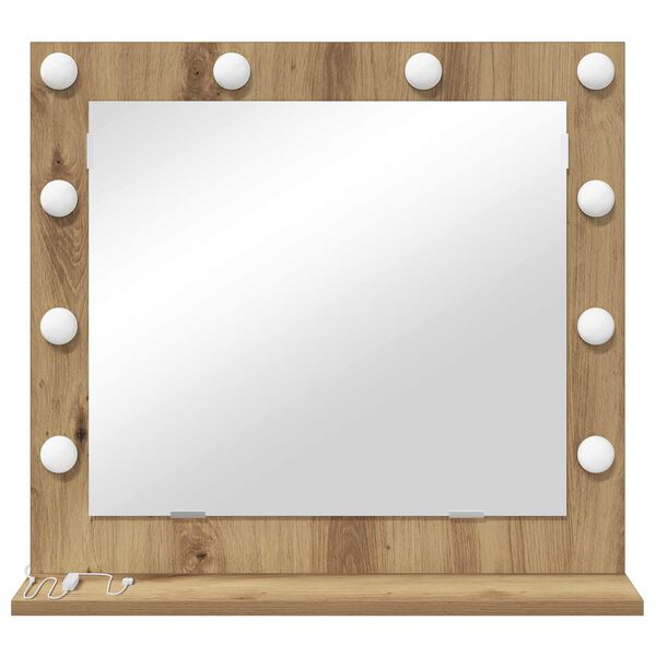 vidaXL Vanity Mirror with LED Strip Lights Grey Sonoma 60 x 55 x 18 cm