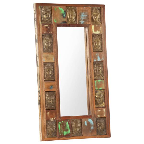 vidaXL Mirror with Buddha Cladding 50x80 cm Solid Reclaimed Wood
