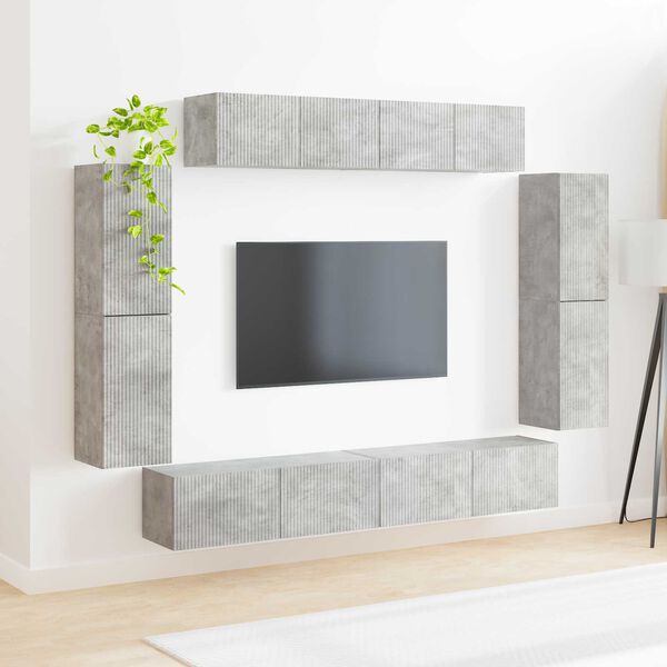 vidaXL TV Cabinet 8 pcs Concrete Grey
