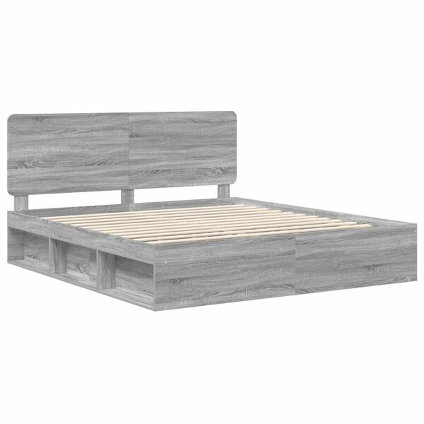 vidaXL Bed Frame Grey Sonoma 180 x 200 cm Solid Pine Wood