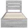 vidaXL Bed Frame Grey Sonoma and Silver 75 x 190 cm Engineered Wood