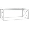 vidaXL Coffee Table Silver 120x60x45 cm Stainless Steel and Glass