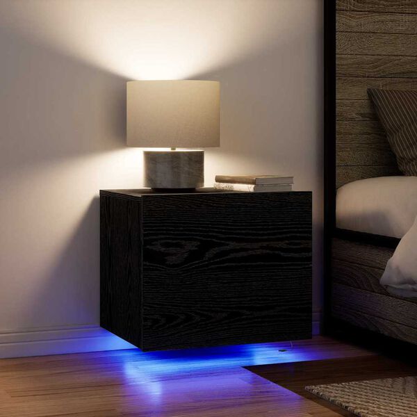 vidaXL Bedside Cabinet Black Oak 50 x 39 x 41 cm Engineered Wood