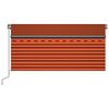 vidaXL Manual Retractable Awning with Blind&LED 3.5x2.5m Orange&Brown