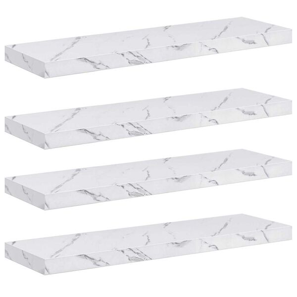 vidaXL Wall Shelf 4 pcs White Marble 80 x 23.5 x 4 cm Engineered Wood