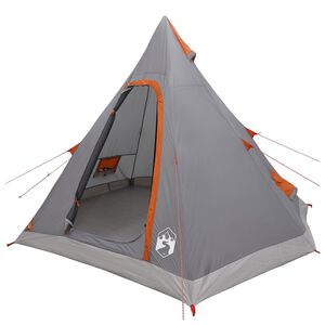 vidaXL Tipi Tent Water-Resistant 3-Person Grey and Orange
