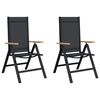 vidaXL Reclining Garden Chairs 2 pcs Black 58 x 73 x 111.5 cm