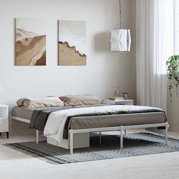 vidaXL Metal Bed Frame without Mattress White 150x200cm