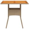 vidaXL Garden Table Beige 80x80x75 cm Poly Rattan Acacia Wood