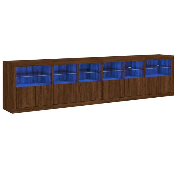 vidaXL Sideboard with LED Lights Brown Oak 283x37x67 cm