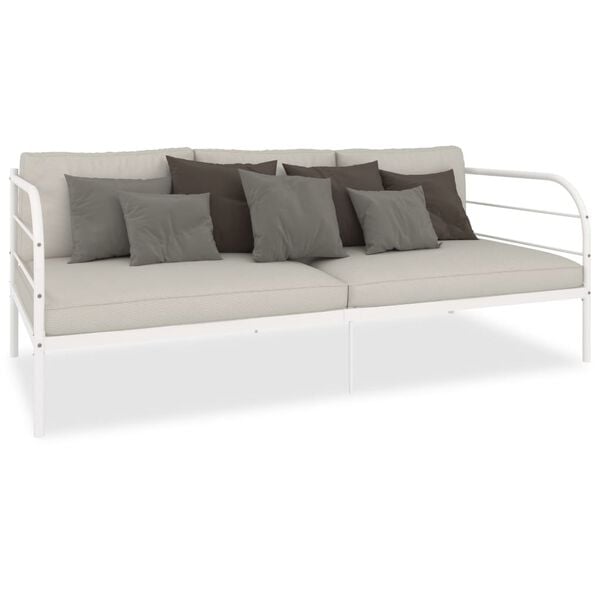 vidaXL DayBed Frame without Mattress White Metal 90x200 cm