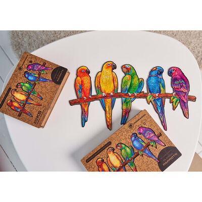 UNIDRAGON 291 Piece Wooden Jigsaw Puzzle Playful Parrots King Size 49x27 cm